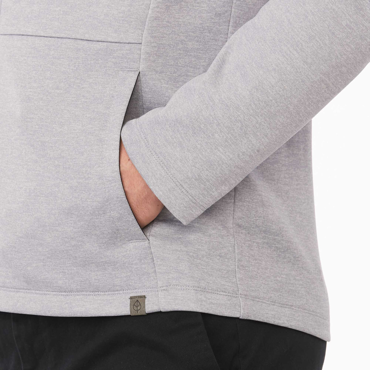 Merritt Recycled Fleece Full Zip for Men Transfer - Heather Grey - Detail On Model 3