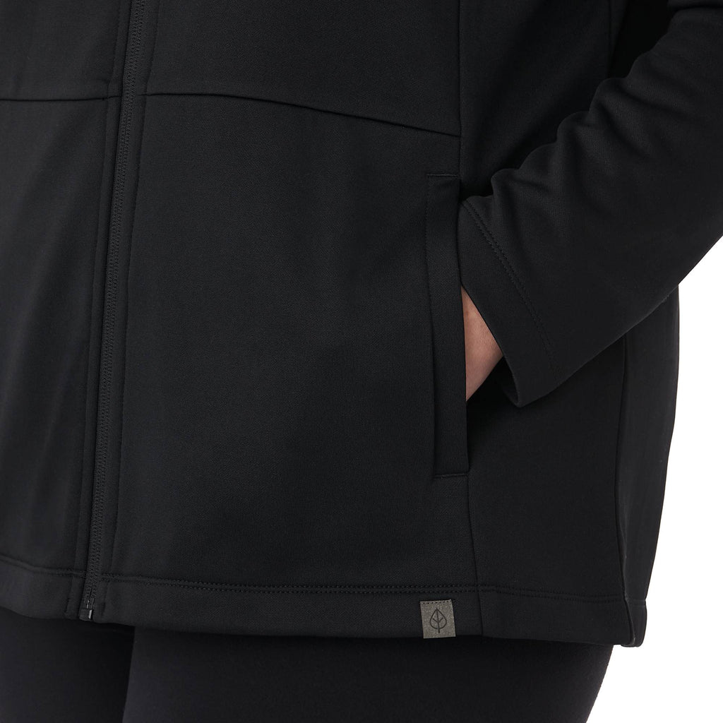 Merritt Recycled Fleece Full Zip for Women Transfer - Black - Detail On Model 2