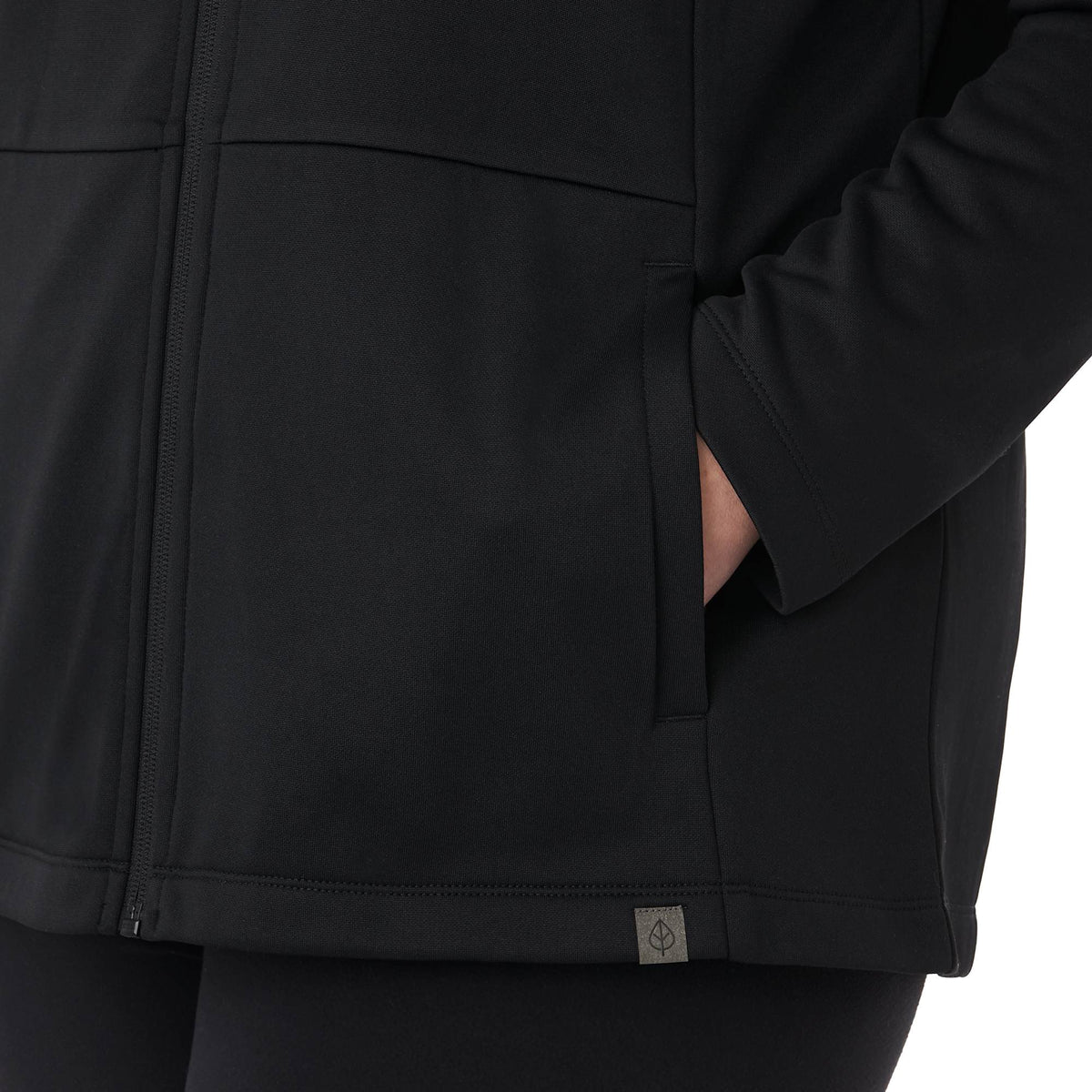 Merritt Recycled Fleece Full Zip for Women Transfer - Black - Detail On Model 2
