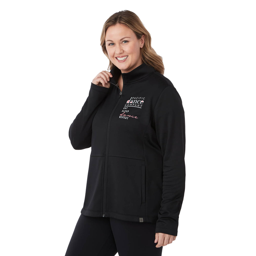 Merritt Recycled Fleece Full Zip for Women Transfer - Black - Left Angle On Model