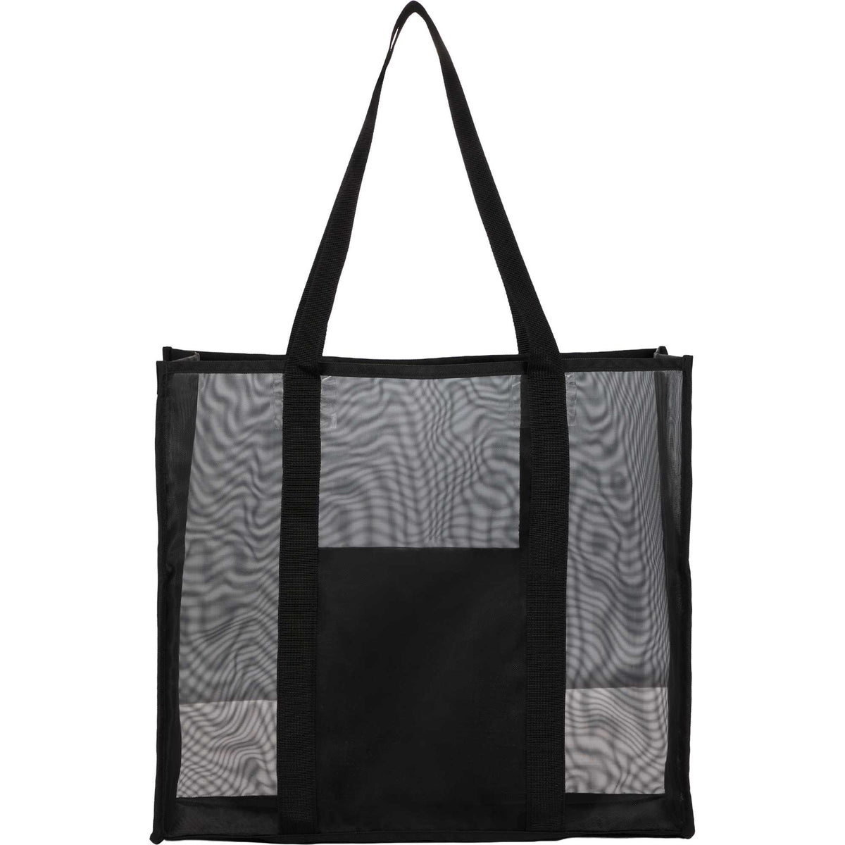 Mesh Beach Tote with Side Pockets, Large - Black - Back