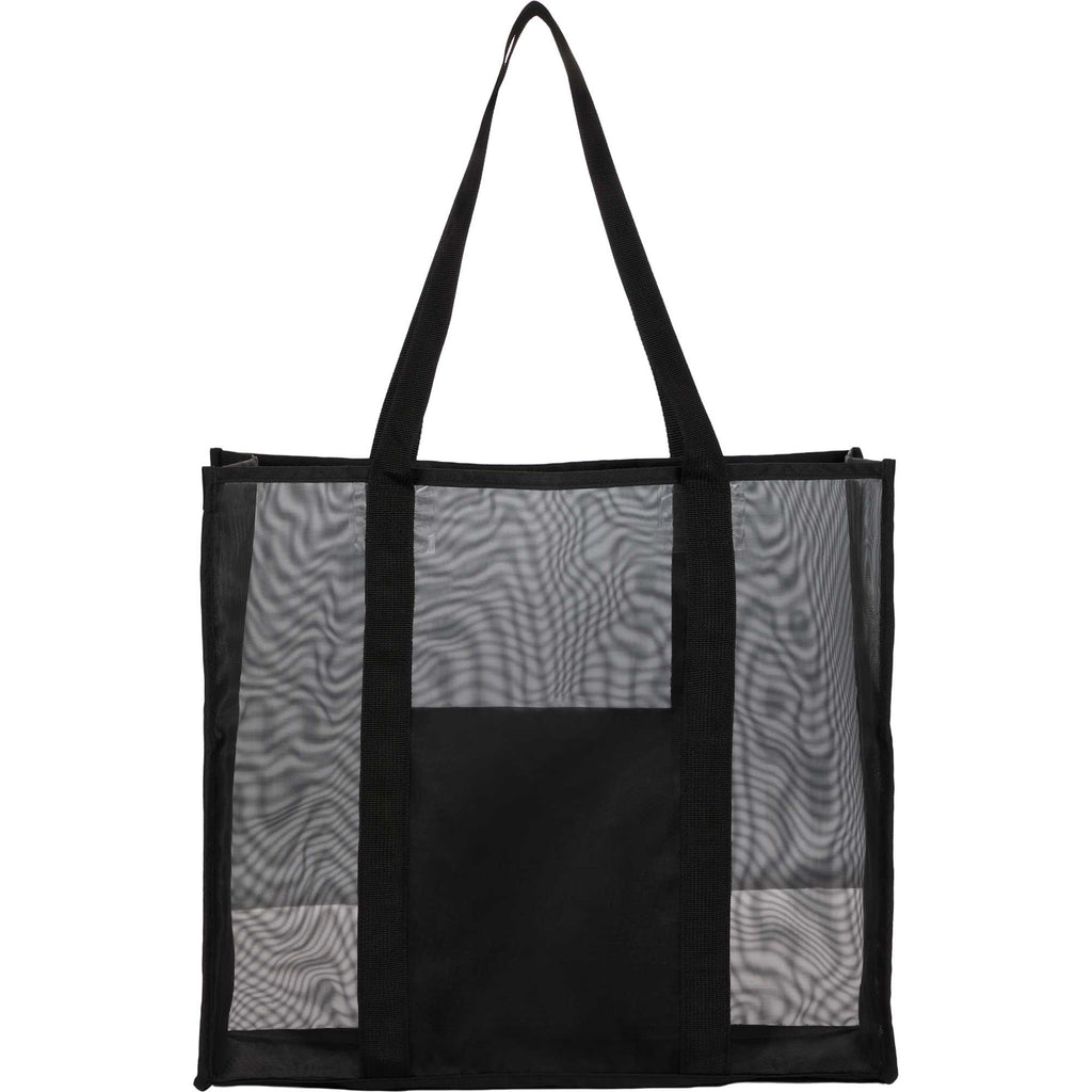 Mesh Beach Tote with Side Pockets, Large Transfer - Black - Back