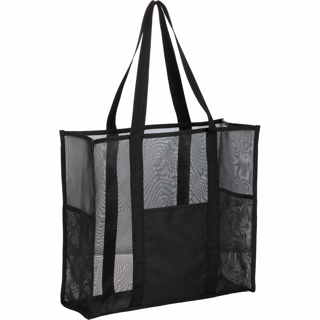 Mesh Beach Tote with Side Pockets, Large Transfer - Black - Right Angle 2