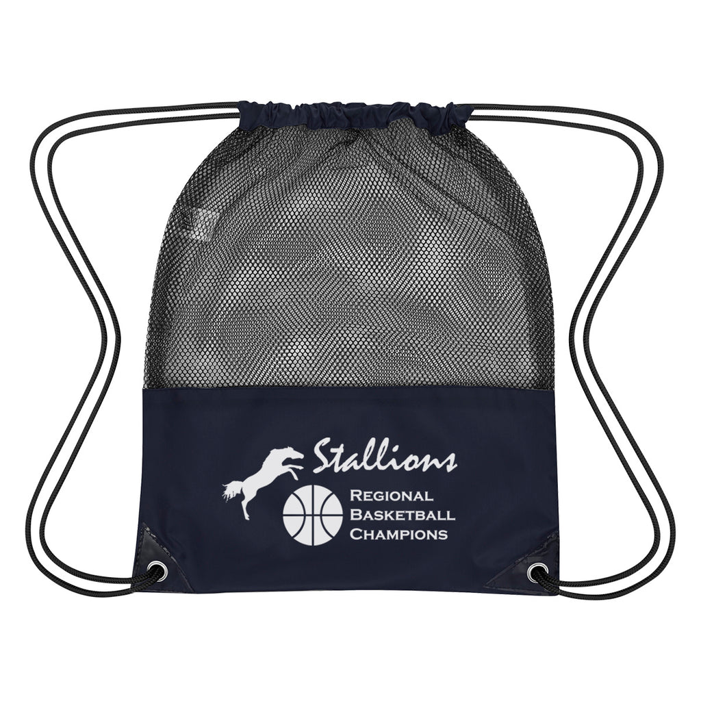 Mesh Sports Pack in Recycled PET - Navy - Silk Screen