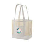 Mesh Tote Bag with Canvas Base and Handles Embroidery - Natural - View 2