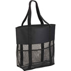 Mesh Utility Beach Tote with Pockets All Around - Black - Photo 2