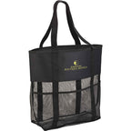 Mesh Utility Beach Tote with Pockets All Around - Black - Photo