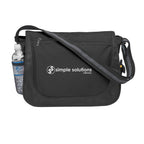 Messenger Bag with Striped Handle Embroidery - Black - Silk Screen