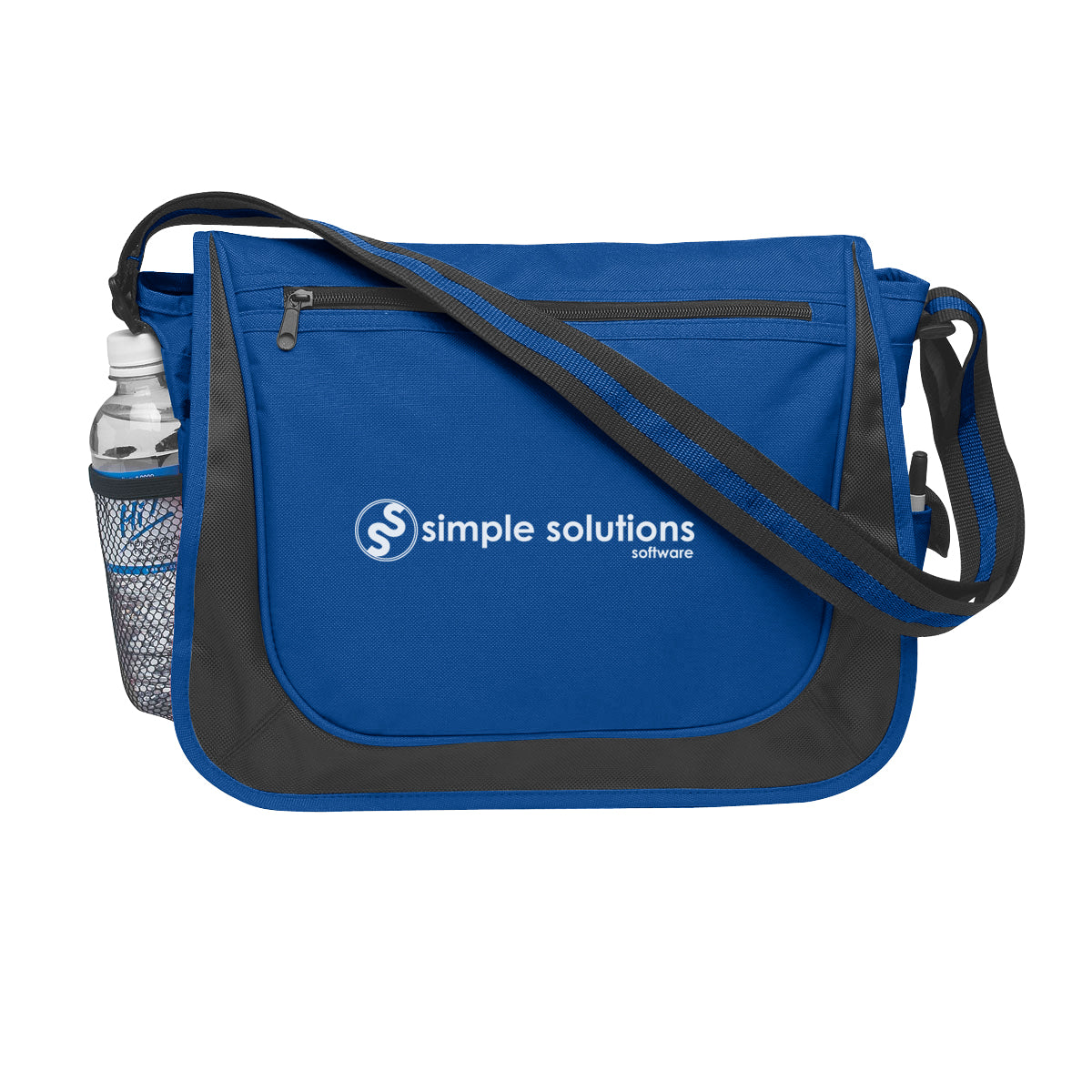Messenger Bag with Striped Handle Embroidery - Royal Blue - Silk Screen