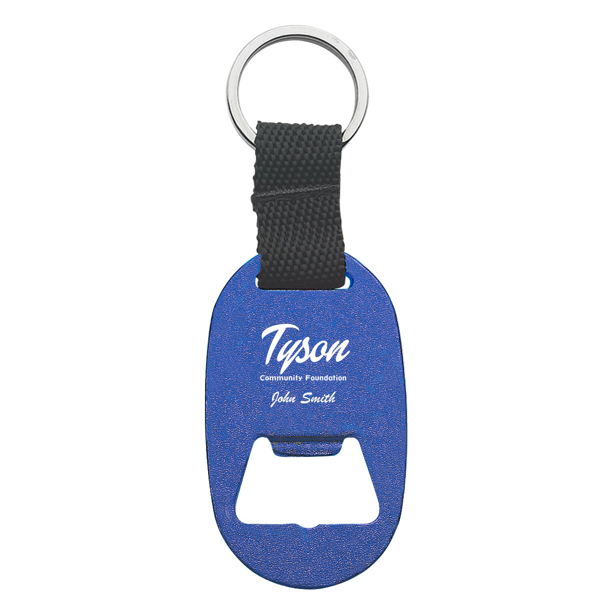 Metal Key Tag and Bottle Opener - Blue - Laser Engraving