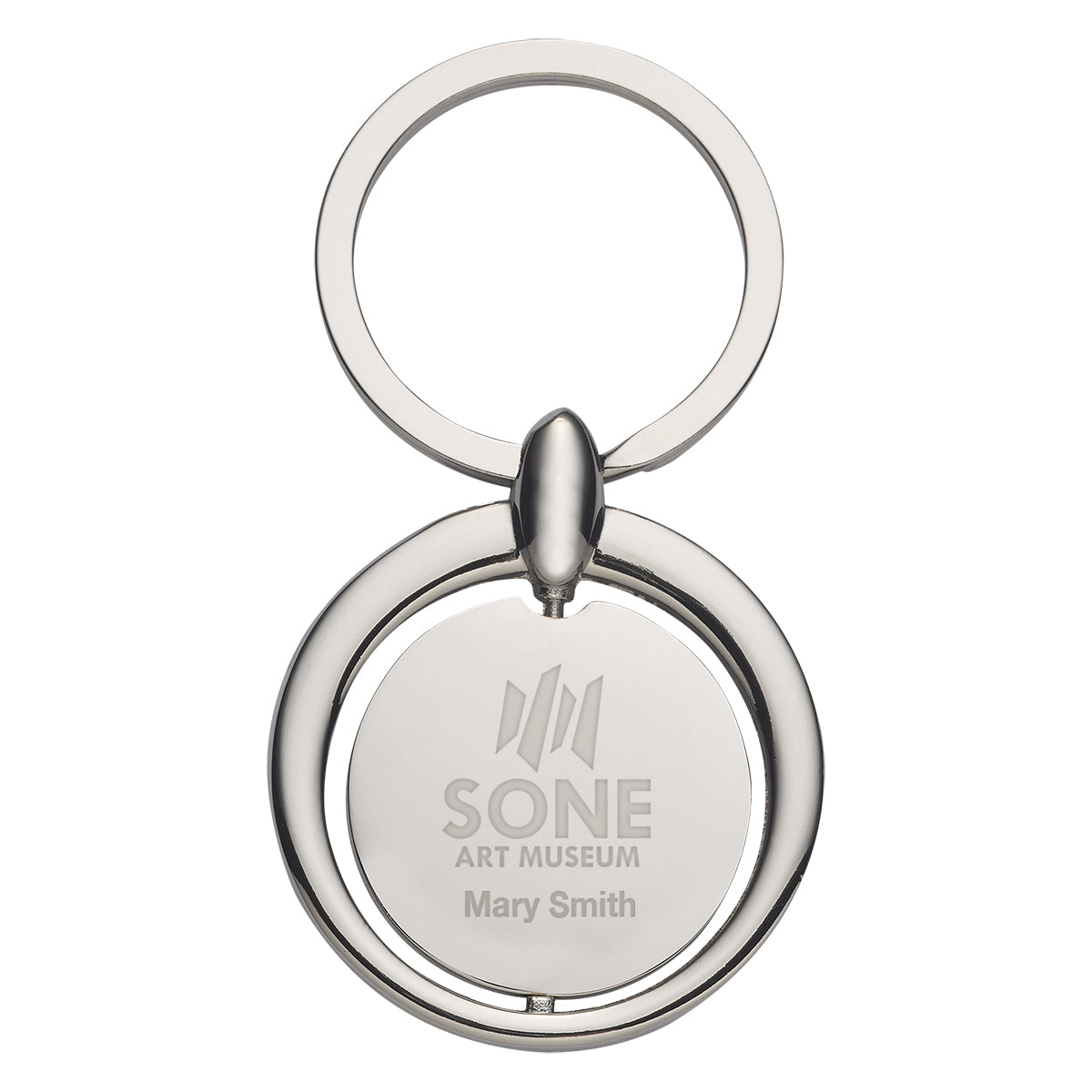 Metal Key Tag, Circular - Silver - Laser Engraving