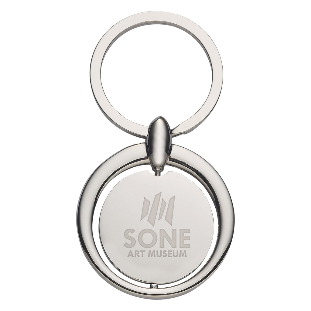 Metal Key Tag, Circular - Silver - Laser Engraving