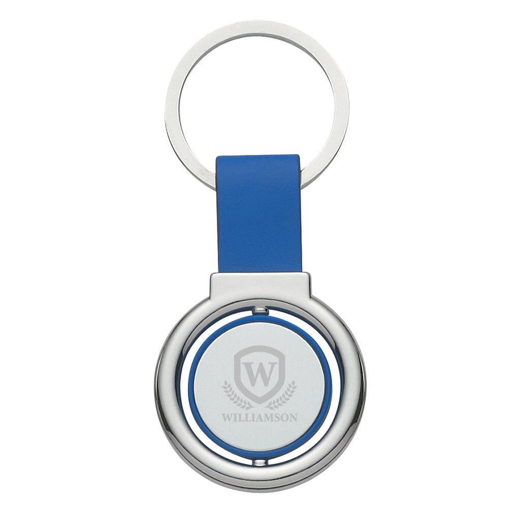 Metal Spinner Key Tag, Circular - Blue - Laser Engraving