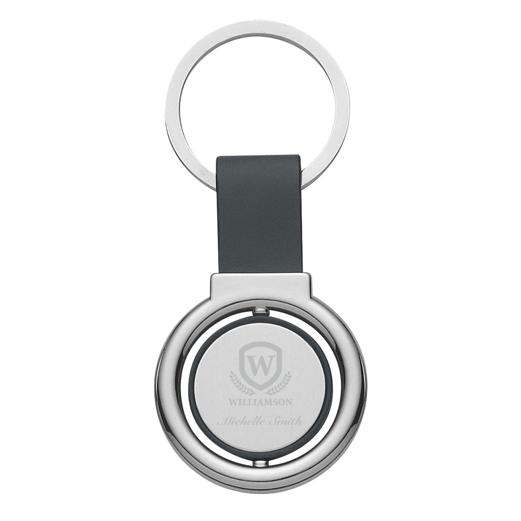 Metal Spinner Key Tag, Circular - Silver W/black - Laser Engraving