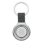 Metal Spinner Key Tag, Circular - Silver W/black - Laser