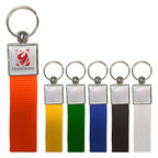 Metal Square Dome Key Fob with Strap