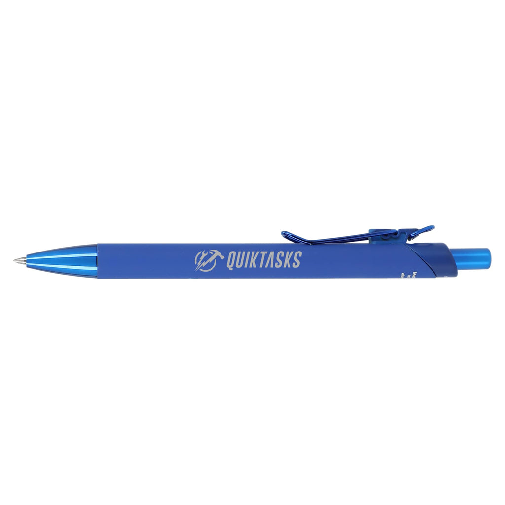 Metallic Gel Pen in Recycled Aluminum Laser Engraving - Blue - Left Side