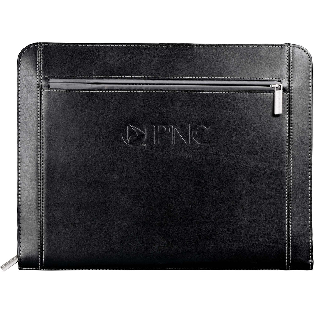 Metropolitan Leather Zippered Padfolio - Black - Front
