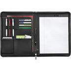 Metropolitan Leather Zippered Padfolio Debossing - Black - Front 2
