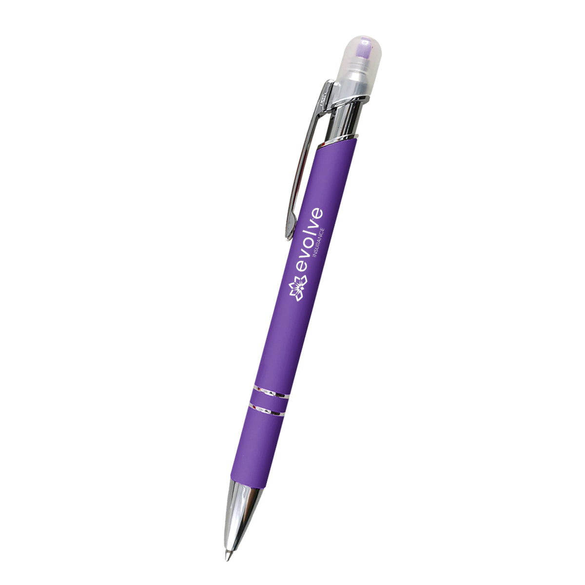 Mia Incline Pen and Highlighter - Purple - Laser Engraving