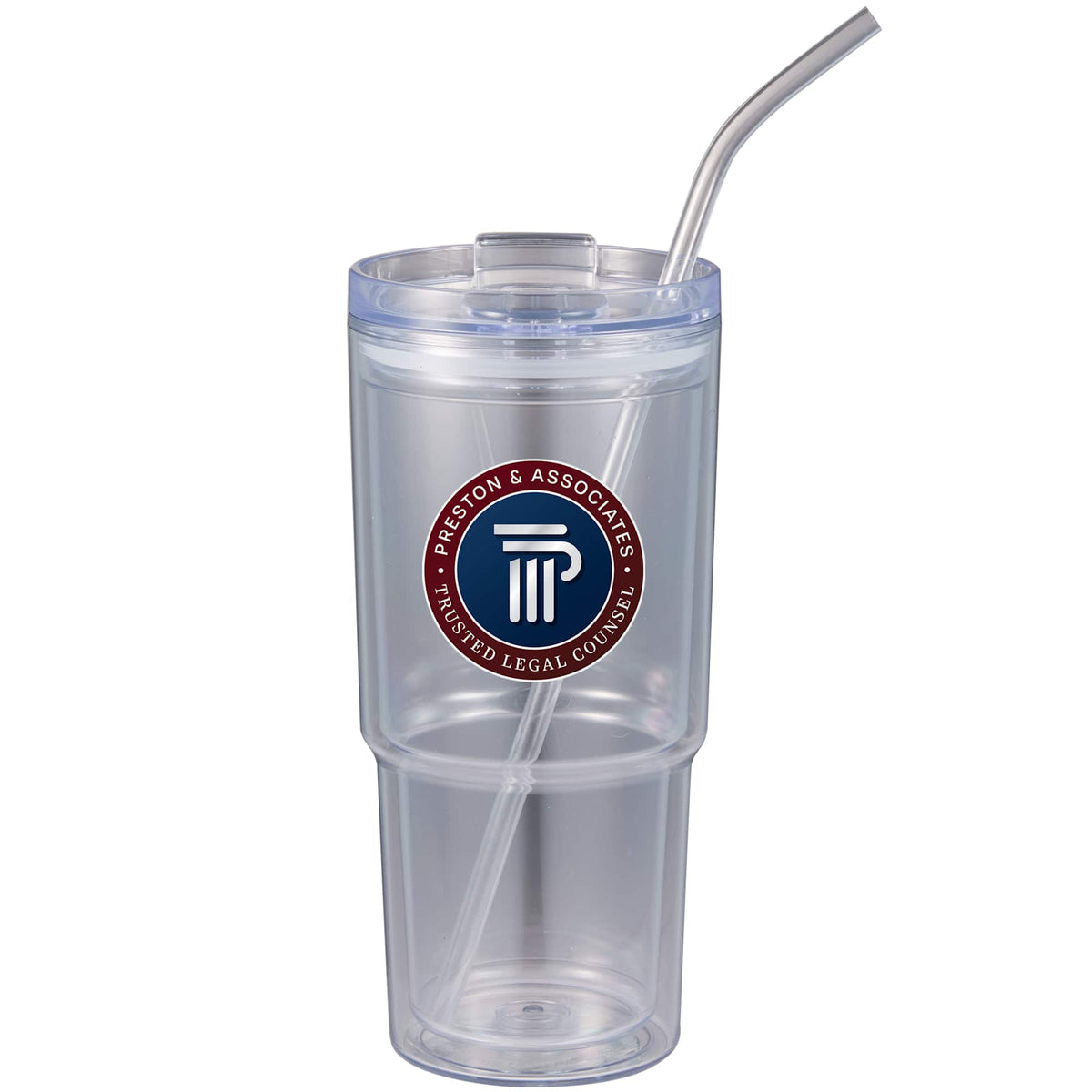 Mia Recycled Acrylic Tumbler with Swivel Lid, 24 oz - Clear - Front
