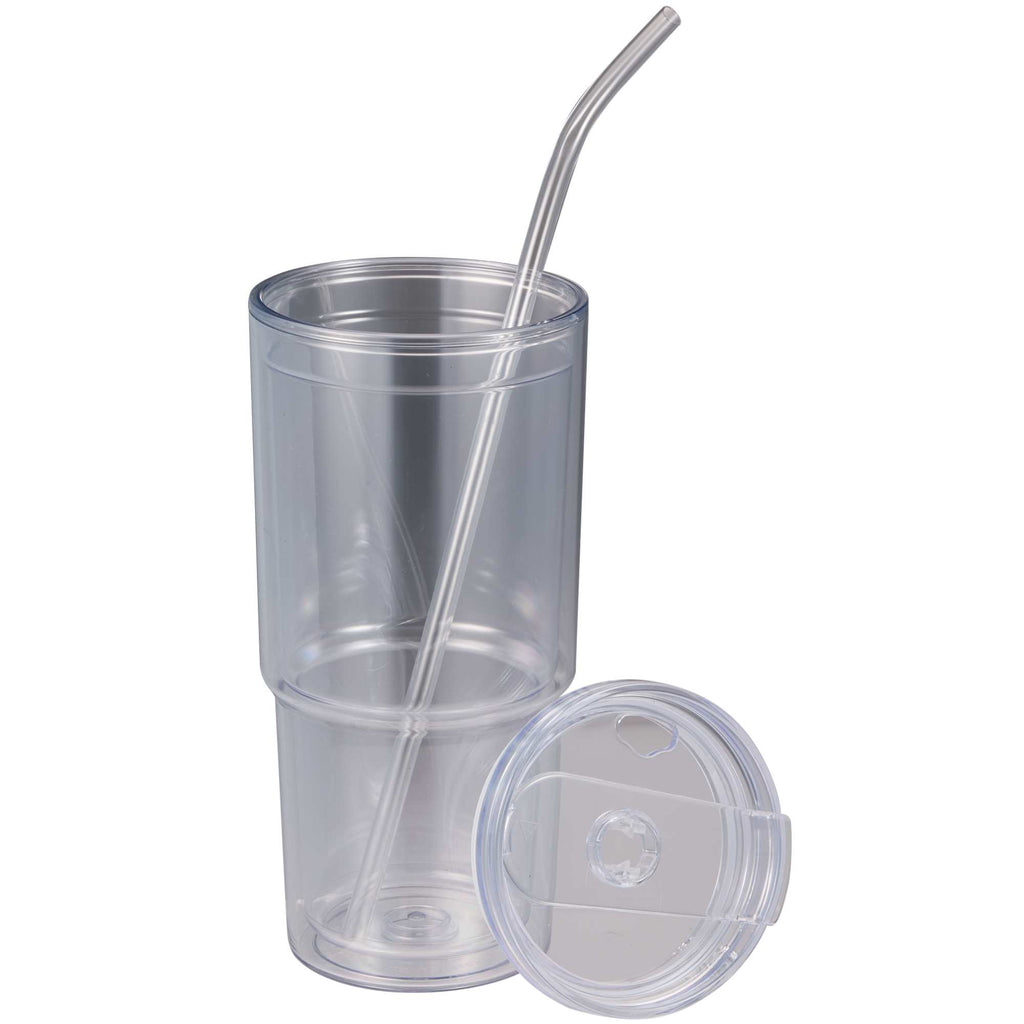 Mia Recycled Acrylic Tumbler with Swivel Lid, 24 oz - Clear - Lid