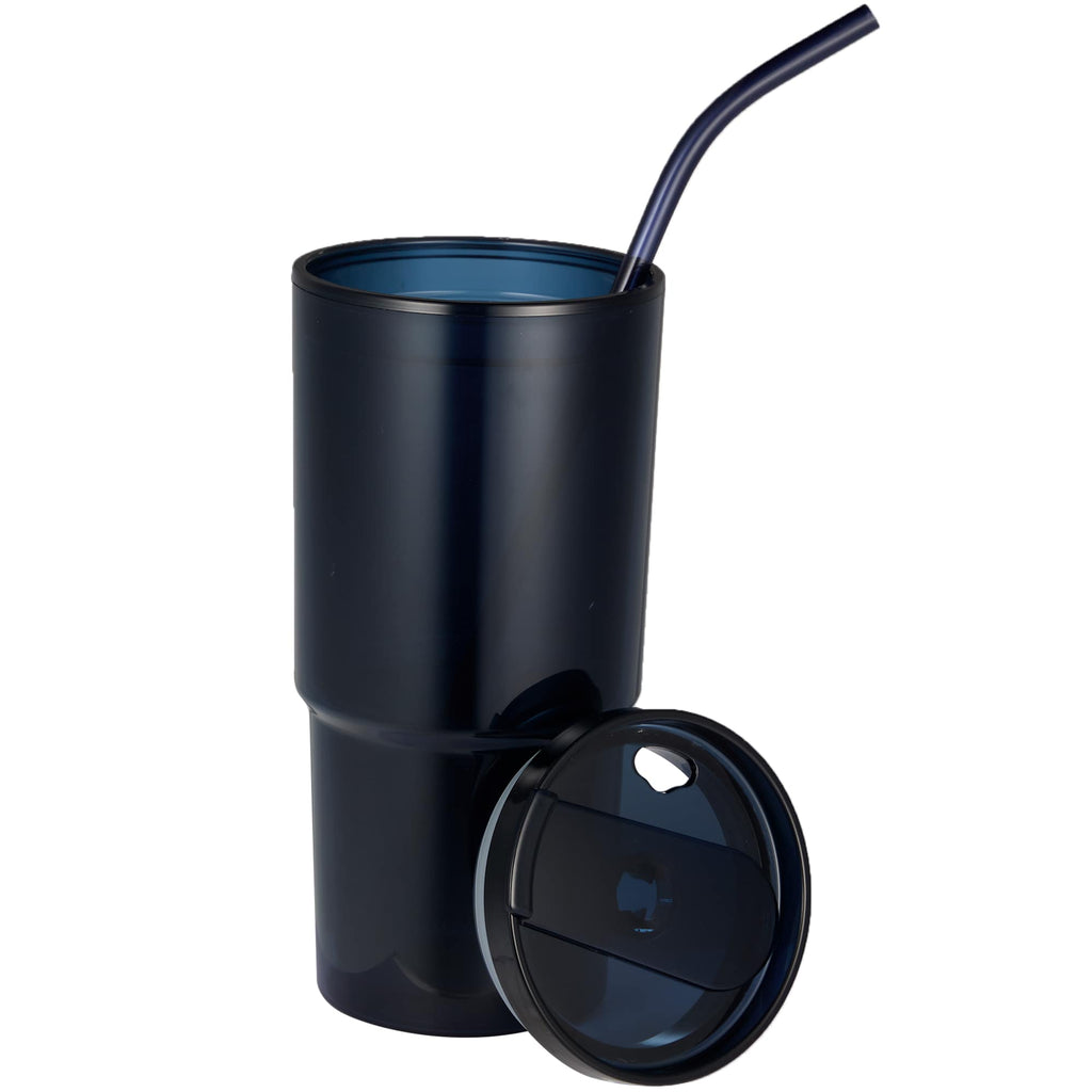 Mia Recycled Acrylic Tumbler with Swivel Lid, 24 oz - Navy - Lid