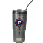 Mia Recycled Acrylic Tumbler with Swivel Lid, 24 oz - Smoke - Front