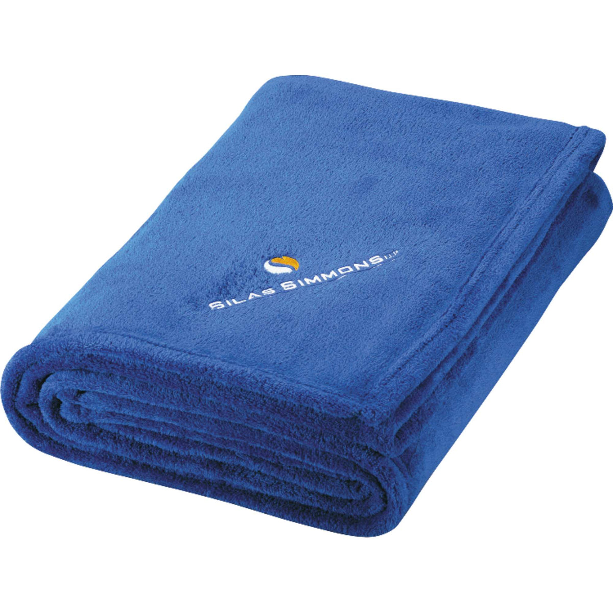 Micro Coral Plush Blanket, 50 x 60 Inches Embroidery - Royal - Front