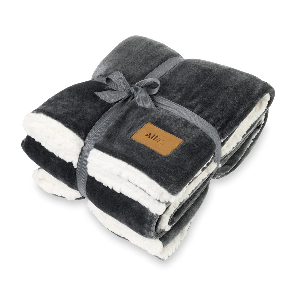 Micro Mink and Sherpa Blanket, 60 x 50 Inches Laser Engraving - Charcoal - View 1