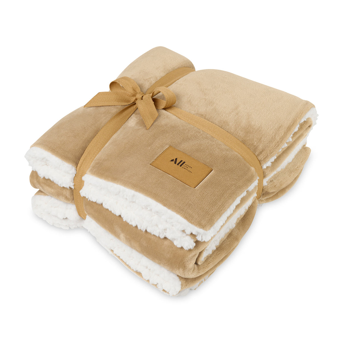 Micro Mink and Sherpa Blanket, 60 x 50 Inches Laser Engraving - Iced Coffee - View 1