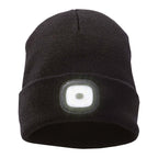 Mighty Knit Beanie with Rechargeable LED Headlight Embroidery - Black - Front Flat