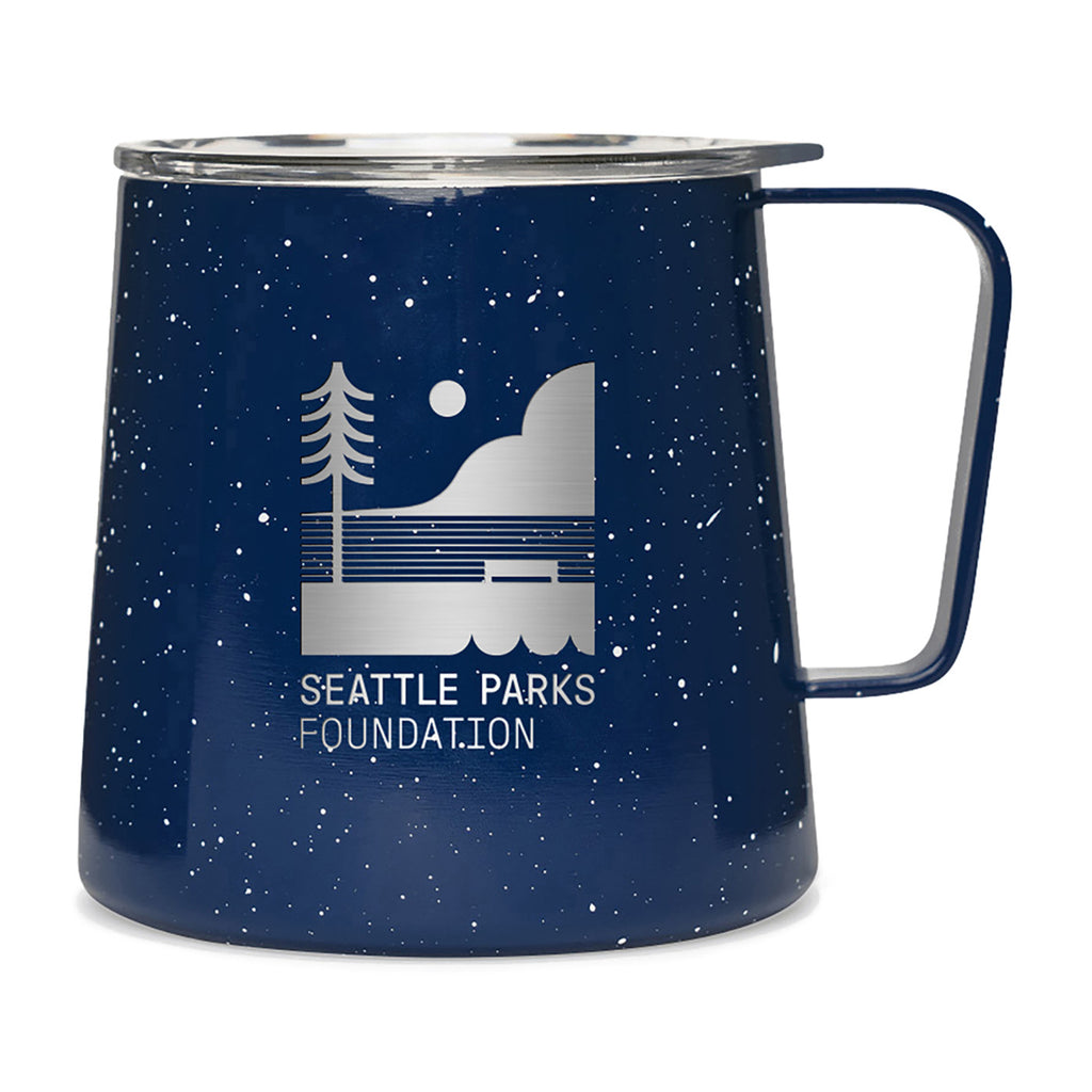 MiiR Grounded Camp Cup with Slide Lid, 12 oz Laser Engraving - Blue Speckle Gloss - View 1