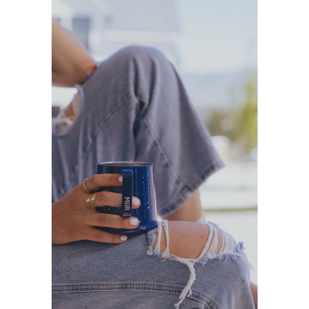 MiiR Grounded Camp Cup with Slide Lid, 12 oz Laser Engraving - Blue Speckle Gloss - View 7