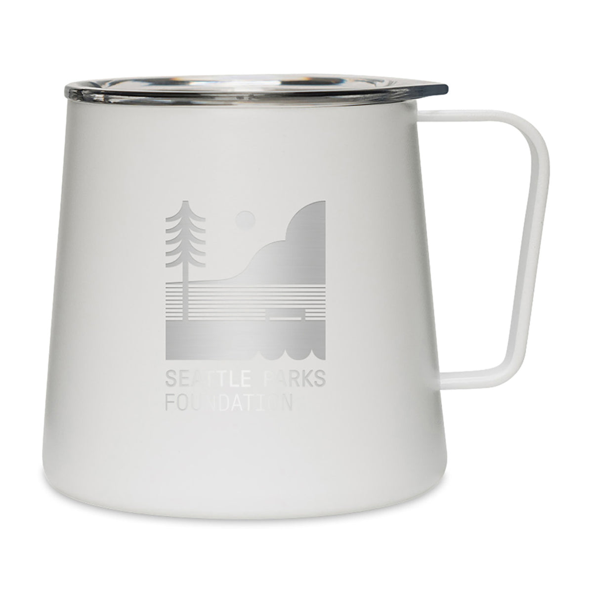 MiiR Grounded Camp Cup with Slide Lid, 12 oz Laser Engraving - White Powder - View 1