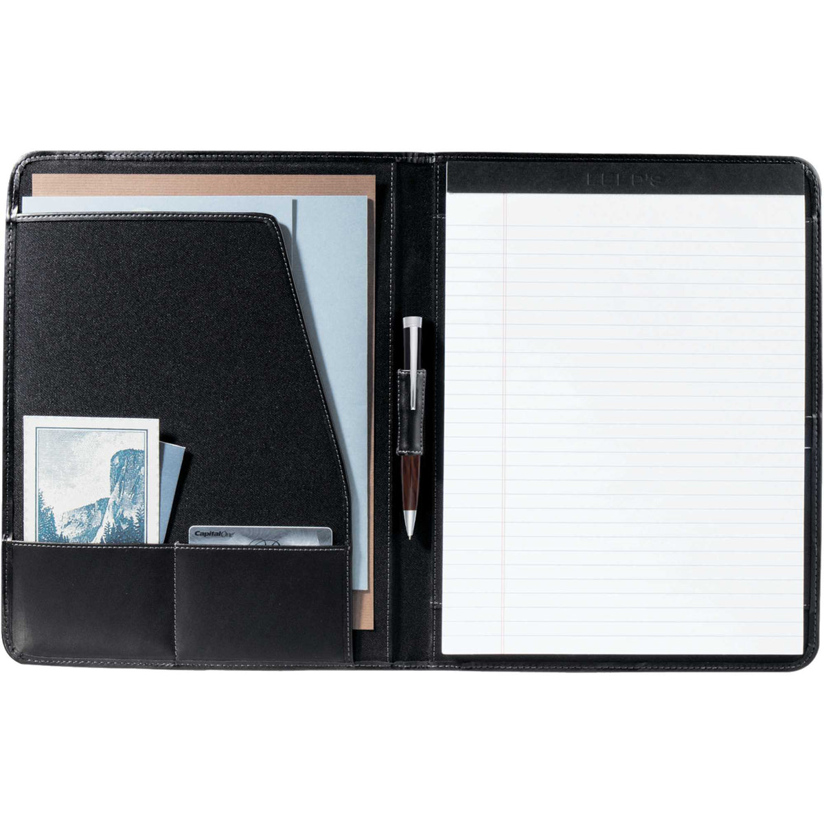 Millennium Top Grain Leather Writing Pad Debossing - Black - Front 2