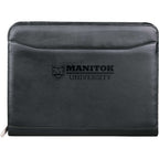 Millennium Top Grain Leather Zippered Padfolio Debossing - Black - Front