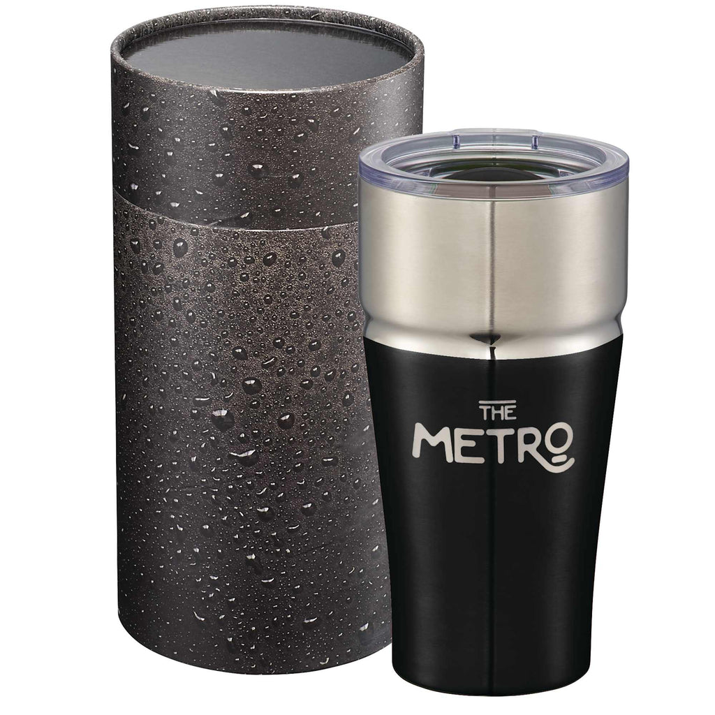 Milo Copper Insulated Tumbler with Cylinder Gift Box, 20 oz - Black - Front
