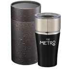 Milo Copper Insulated Tumbler with Cylinder Gift Box, 20 oz - Black - Front