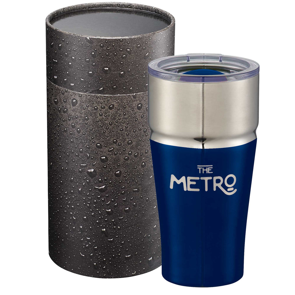 Milo Copper Insulated Tumbler with Cylinder Gift Box, 20 oz - Blue - Front