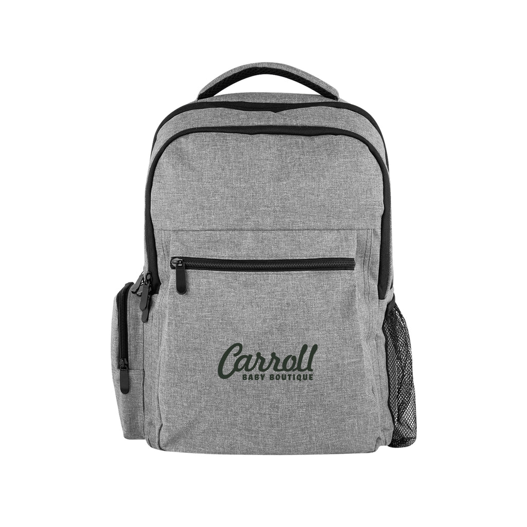 Milo Diaper Backpack in Recycled PET - Heather Gray - Silk Screen