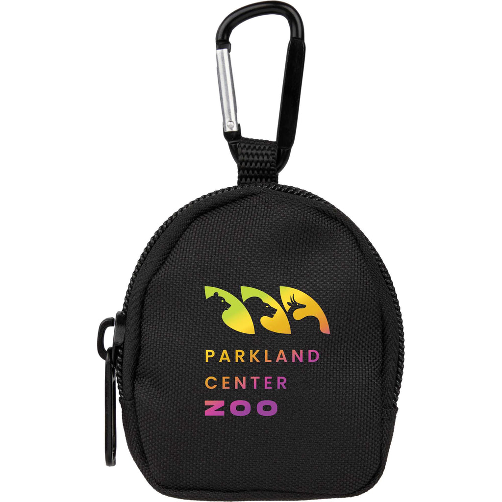 Mini Backpack Bag Charm with Earbud Pocket Full Color - Black - Front