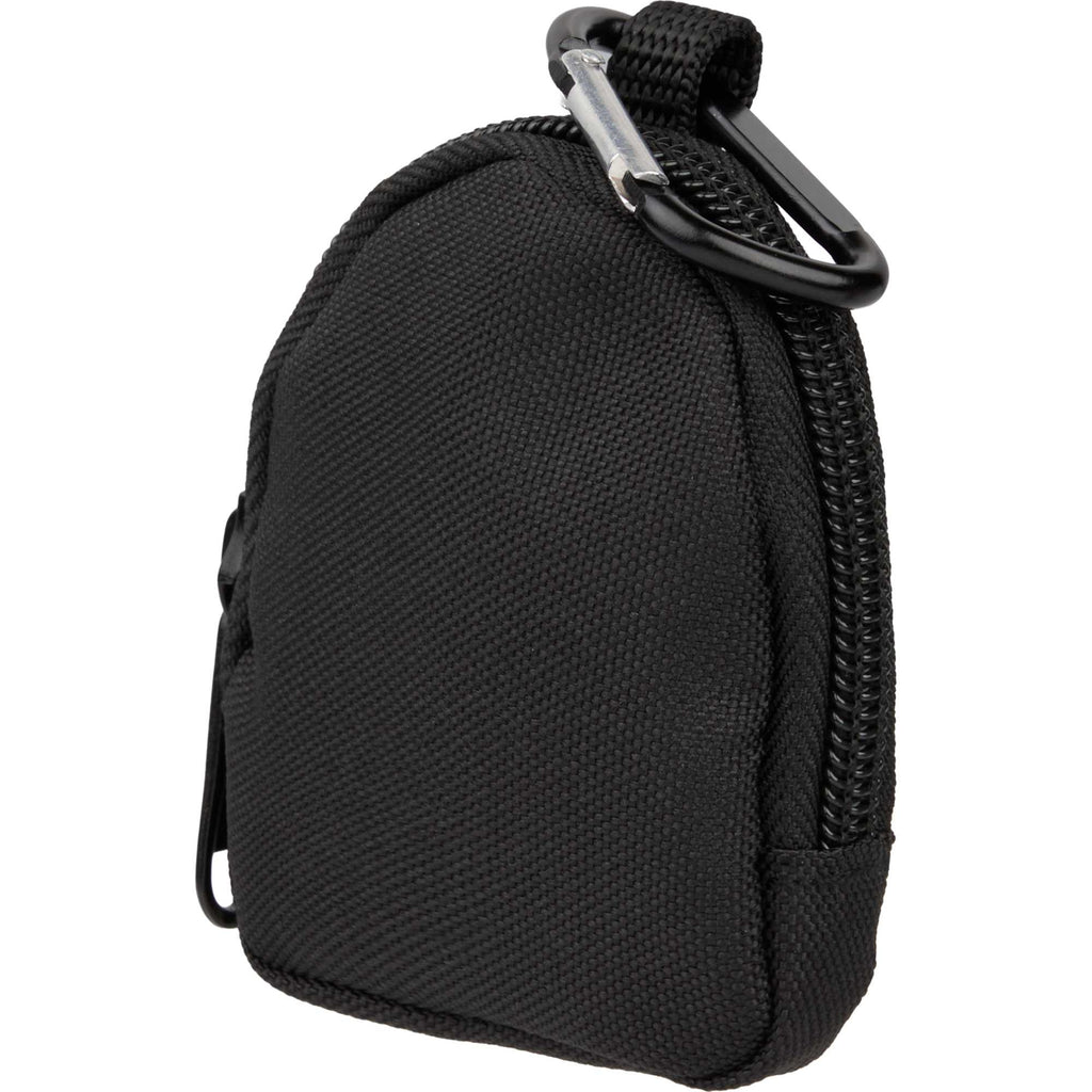 Mini Backpack Bag Charm with Earbud Pocket Full Color - Black - Left Angle