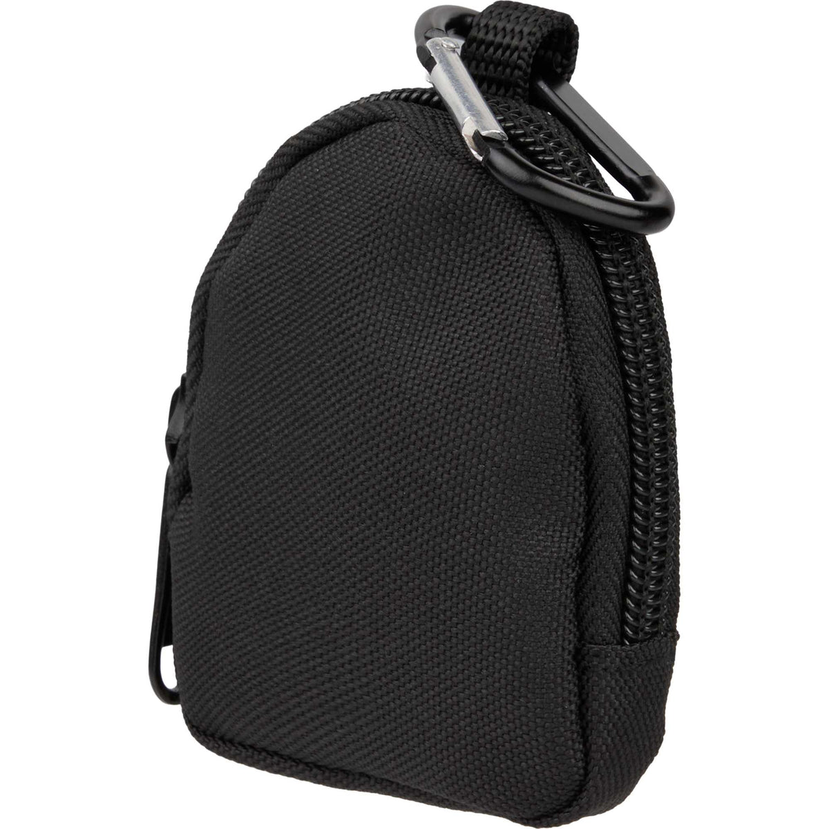 Mini Backpack Bag Charm with Earbud Pocket Full Color - Black - Left Angle