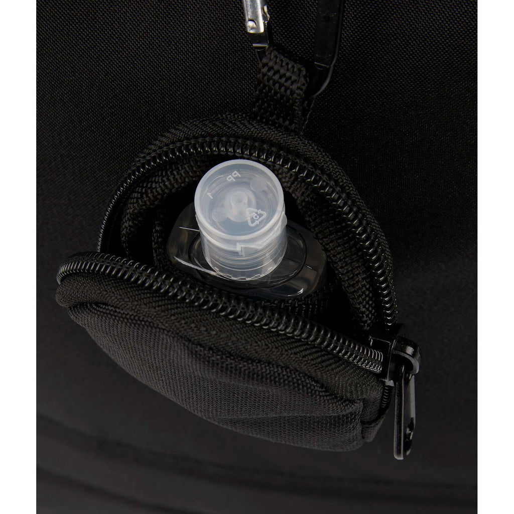 Mini Backpack Bag Charm with Earbud Pocket Full Color - Black - Propped 2