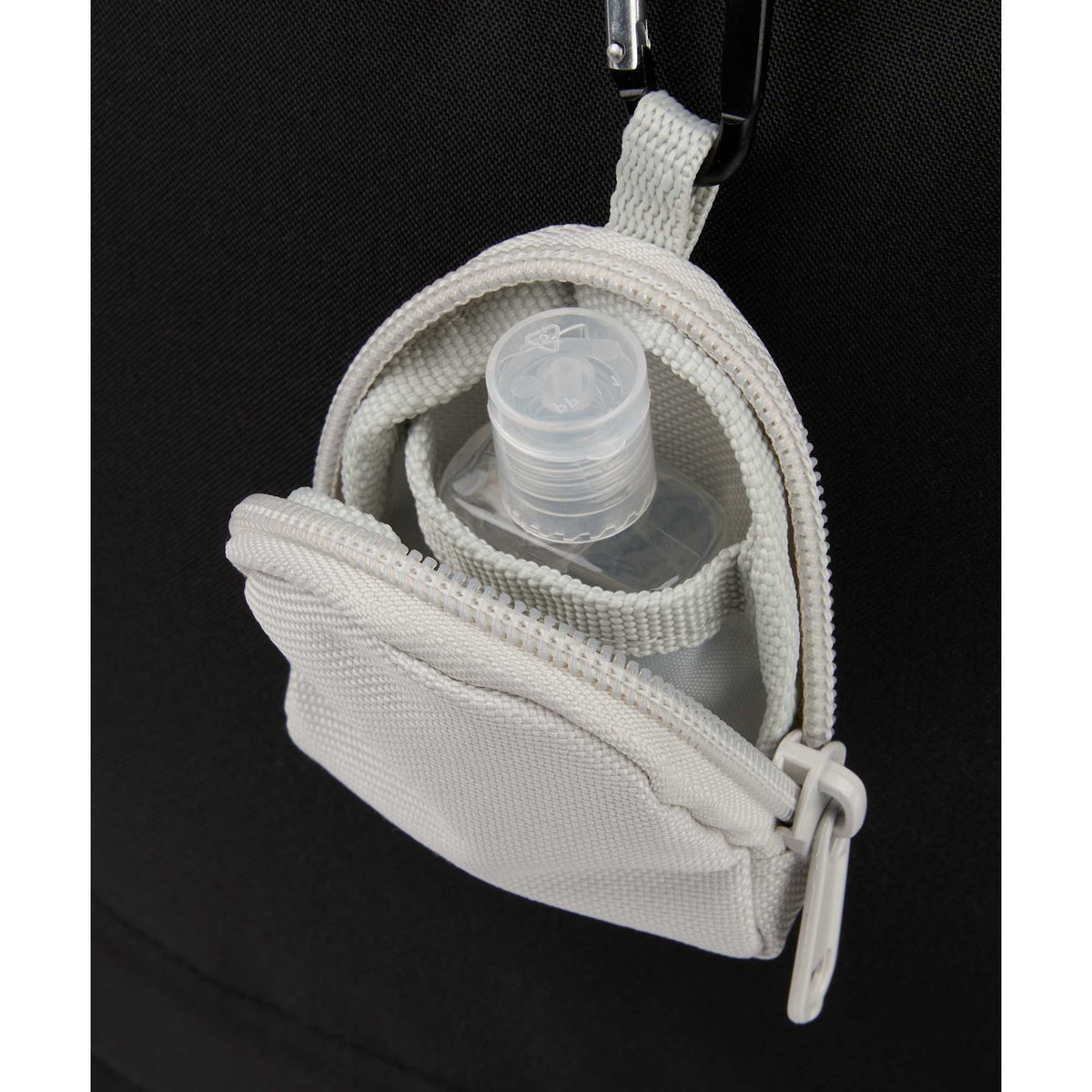 Mini Backpack Bag Charm with Earbud Pocket Full Color - Gray - Propped 2