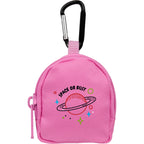 Mini Backpack Bag Charm with Earbud Pocket Full Color - Pink - Front