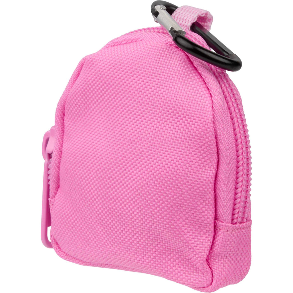 Mini Backpack Bag Charm with Earbud Pocket Full Color - Pink - Left Angle