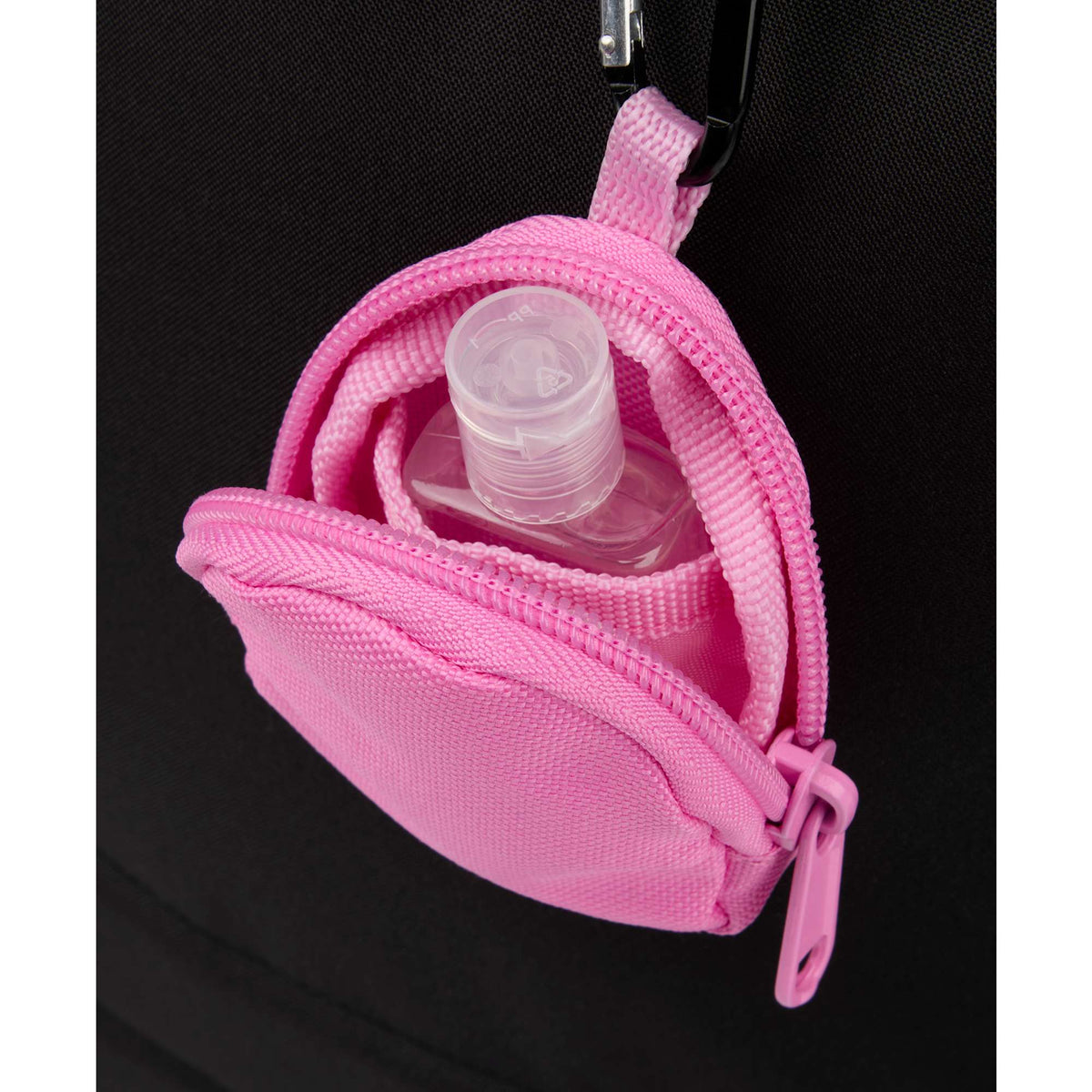 Mini Backpack Bag Charm with Earbud Pocket Full Color - Pink - Propped 2