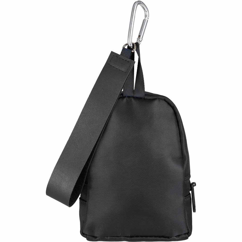 Mini Backpack Bag Charm with Two Zip Pockets Transfer - Black - Back